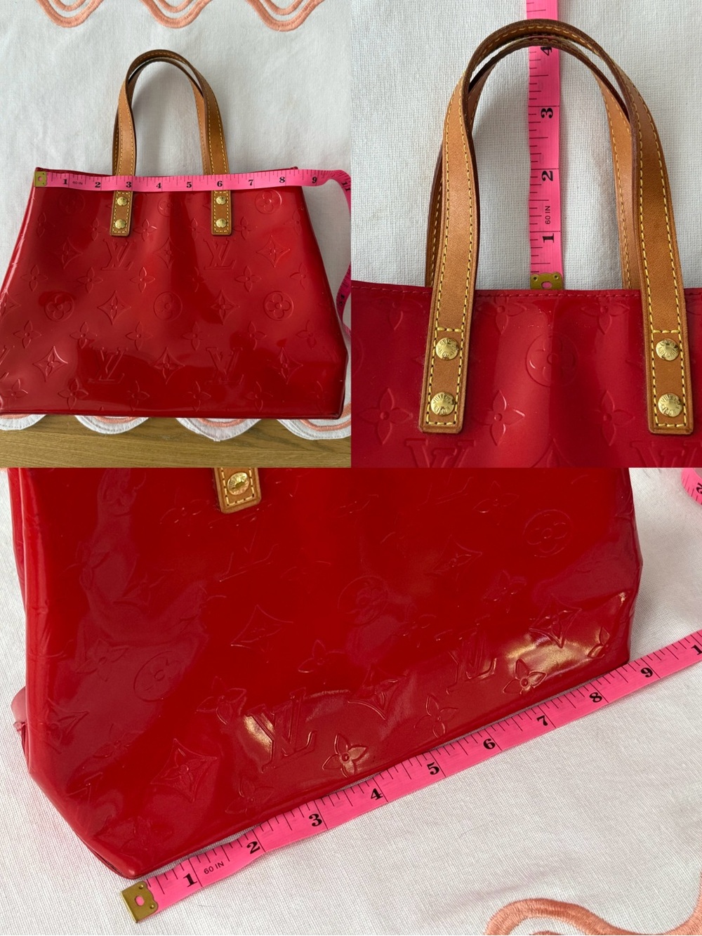 Louis Vuitton Red Vernis Monogram Patent Leather Mini Tote Purse - Picture 2 of 11